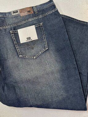 Royal Blue Brand Denim Jeans Men 62 x 32 Relaxed Big & Tall Blue Wash